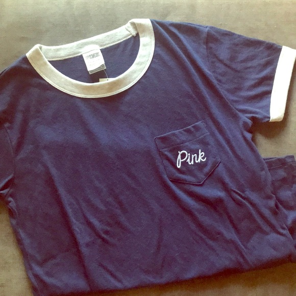 PINK Victoria's Secret Tops - V.S. PINK • Blue ‘Campus’ Tee, S